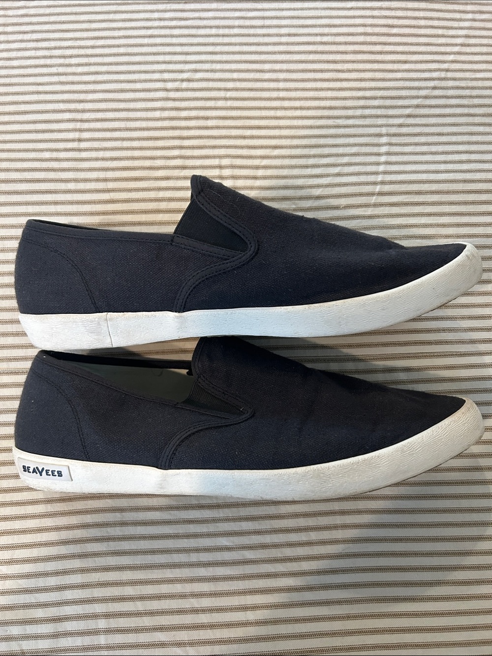 SeaVees Navy Canvas Slip-On Sneakers with White Sole